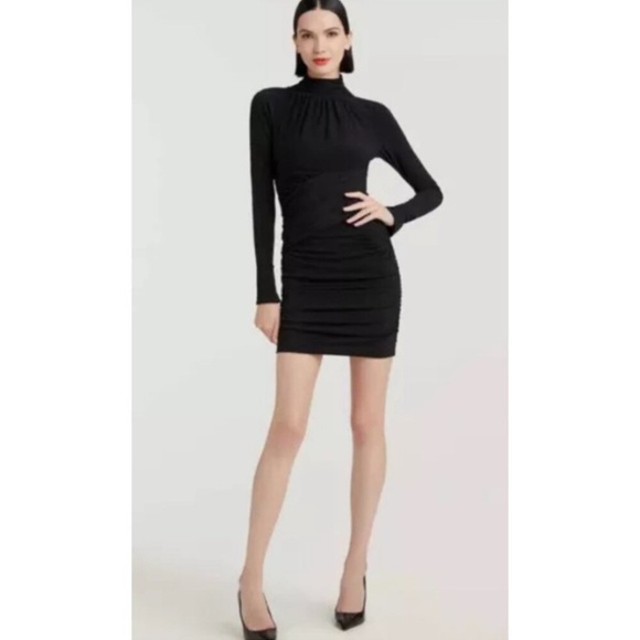 Cinq a Sept Amar Ruched Mini Black Dress - Picture 4 of 8